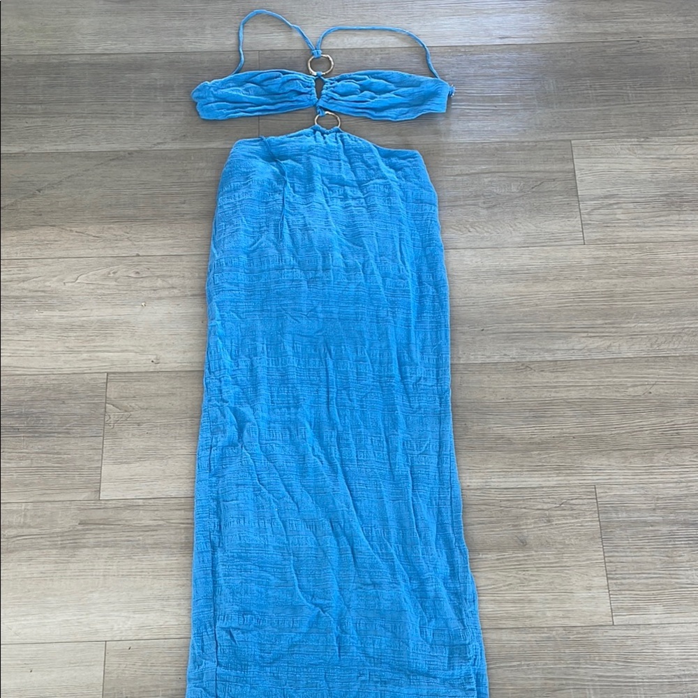 Blue Two-Piece Maxi Skirt Set
